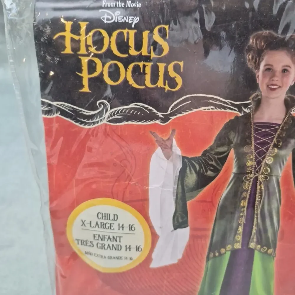 Hocus Pocus Winifred Sanderson Child Costume XL 14-16 Girls Dress Disney NEW - Picture 2 of 8
